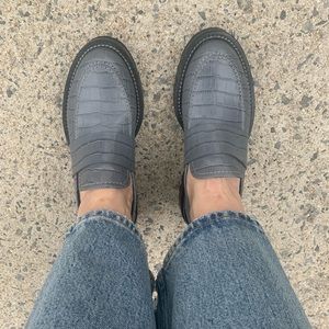 Marni Gray Croc-Embossed Loafers